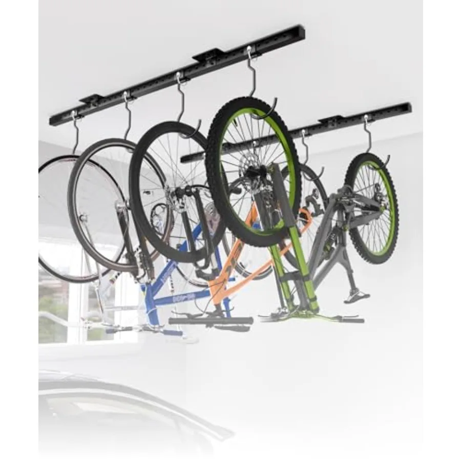 

Bike Rack Celling Mount for Garage Indoor Hangers Storage for 8 Bicycles Heavy-duty Adjustable Bike Hooks for Garage Ceiling Su