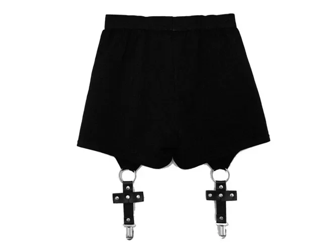 Ruibbit New Arrival Summer Punk Women's Shorts Sexy Cross Ring Short Pants Summer Fashion Dance Black Shorts Gothic Girls