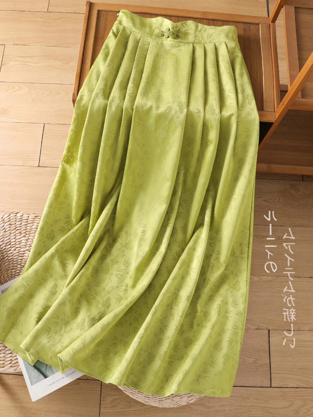 Ele عالية الخصر ألف خط ميدي تنورة المرأة الربيع Faion الأزهار التطريز الصينية الوطنية Sle التخسيس f طول تنورة