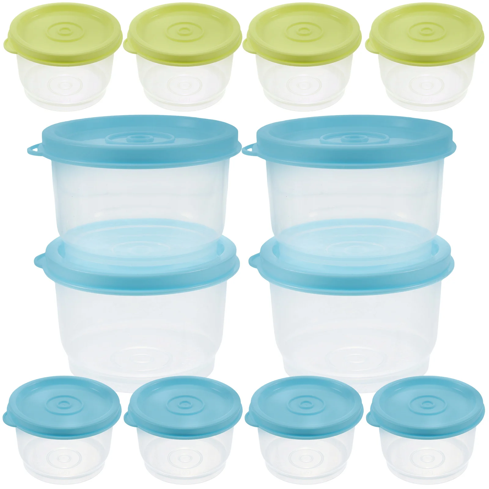 12 個ミニ食品保存ボックスラウンドプラスチック容器蓋付きスナックソース冷蔵庫冷凍庫小型コンパクト再利用可能