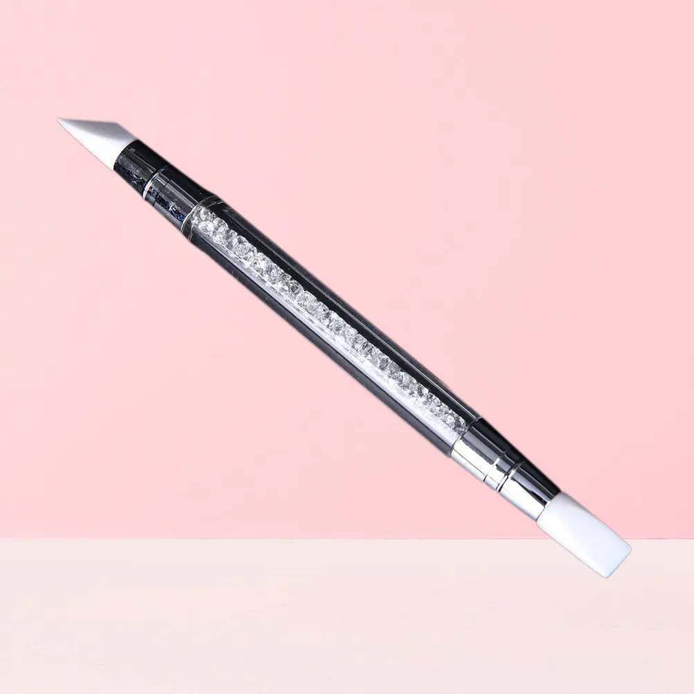 Silicone Head Nail Art Carving Pen Dual Function Soft Non Deforming Non Corroding Comfortable Handle for Salon Home Use Nail