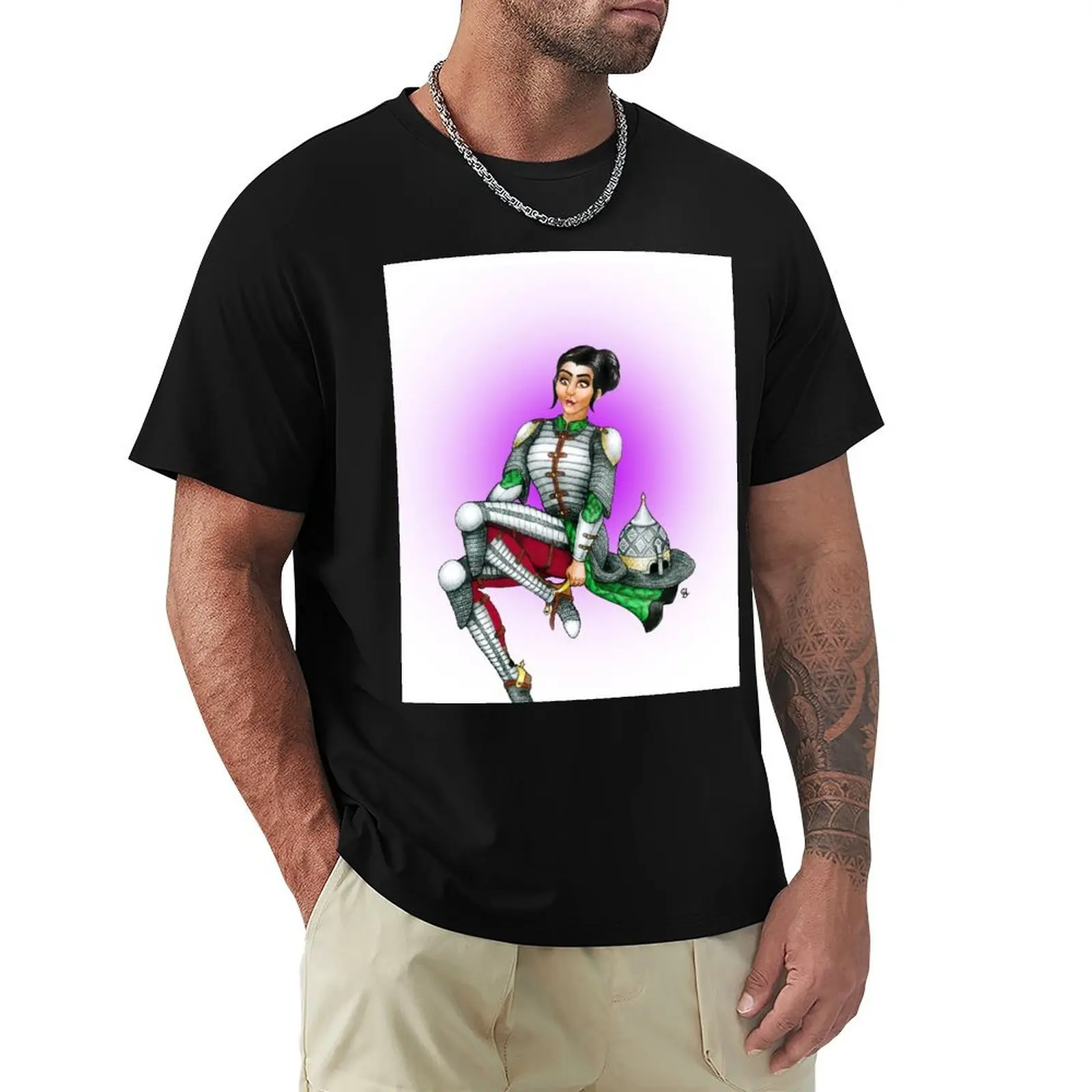 Opulent Ottoman Pin Up Girl (Purple) T-Shirt Large Size Loose Casual Tee