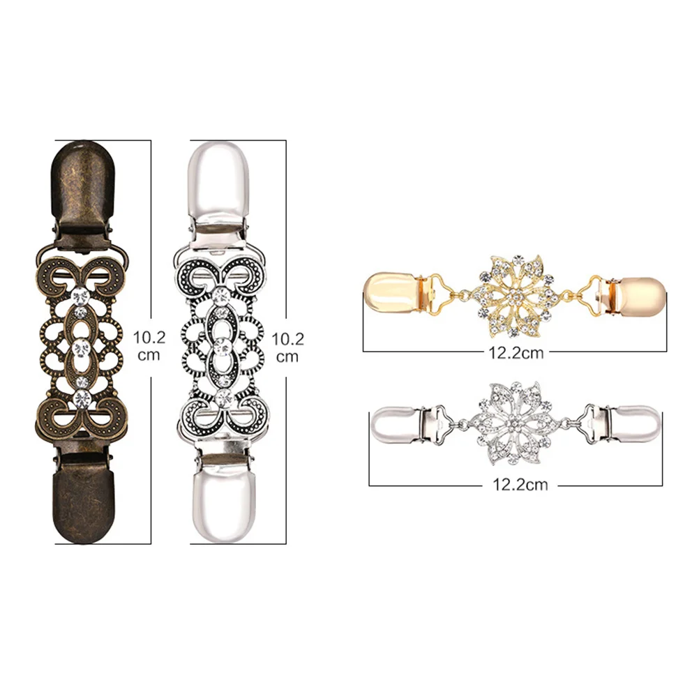 

4pcs Retro Scarf Vintage Dress Shawl Clips Alloy Durable Clothing Pins Cardigan Clips For Women Easy Use Wedding Party Accessory