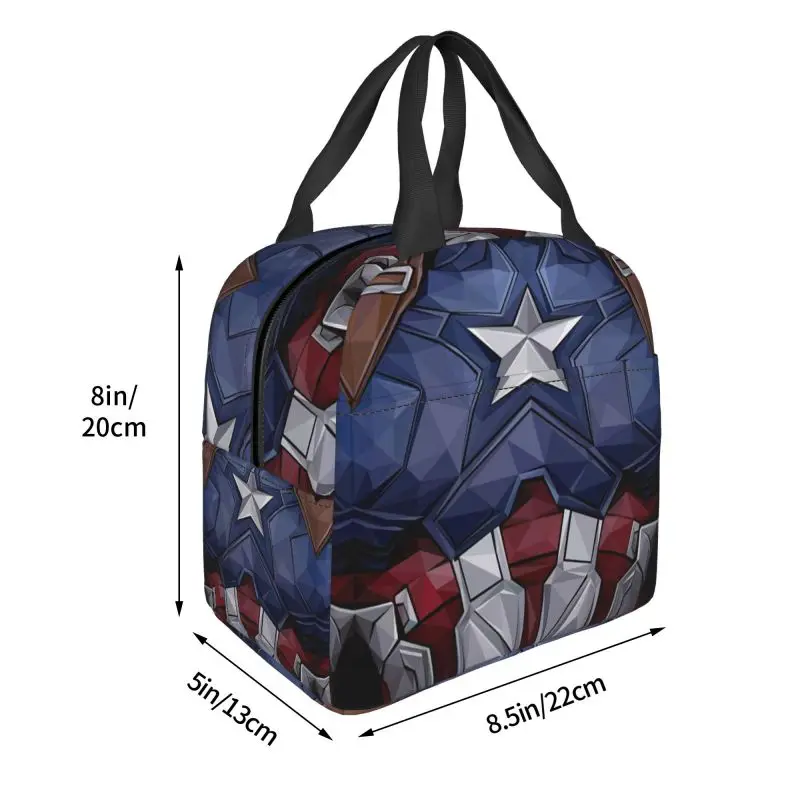 Custom Captain America Lunch Box for Women Leakproof Cooler Thermal Food Insulated Lunch Bag Work Portable Picnic Tote Bags