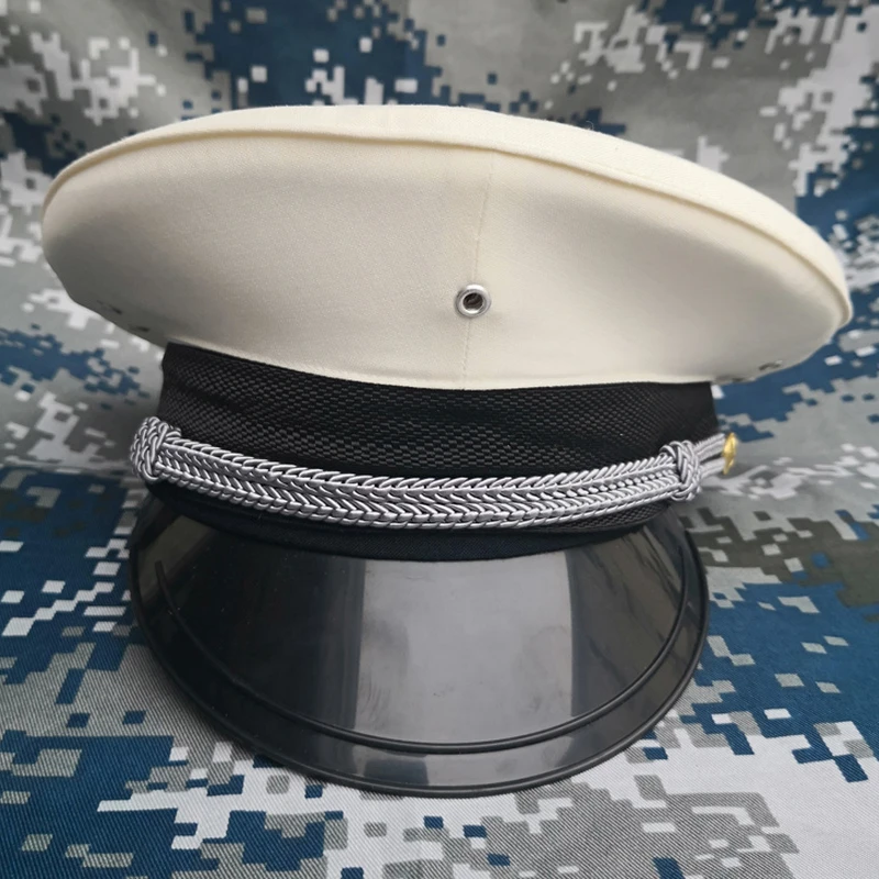 

White Big Cap Fashion Hats Woman and Men Military Hat Military Army Police Uniforms Captain Hat Fashion Hats Pilot Cap