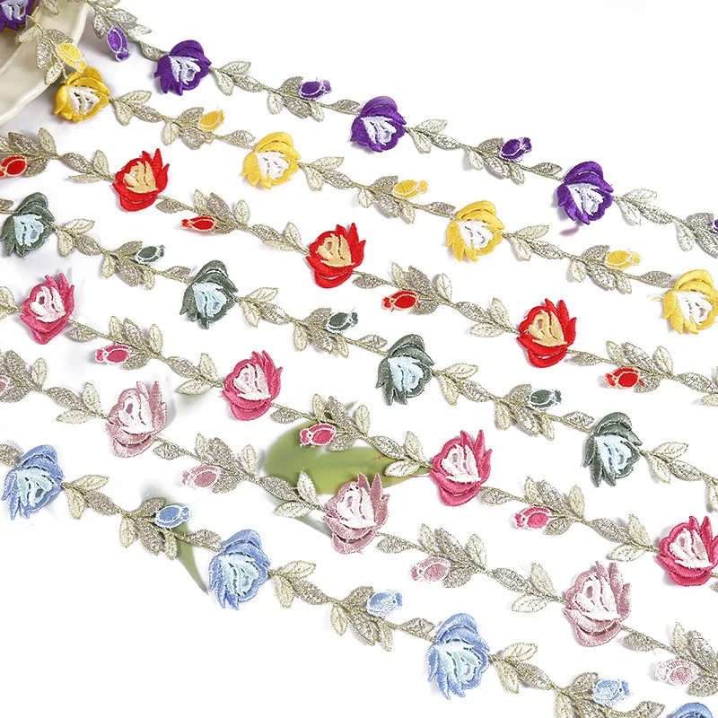 

30 ярдов, красочная качественная водорастворимая цветочная кружевная бейка для воротника с бахромой, вечерние свадебные платья, аппликация, лента, швейные принадлежности