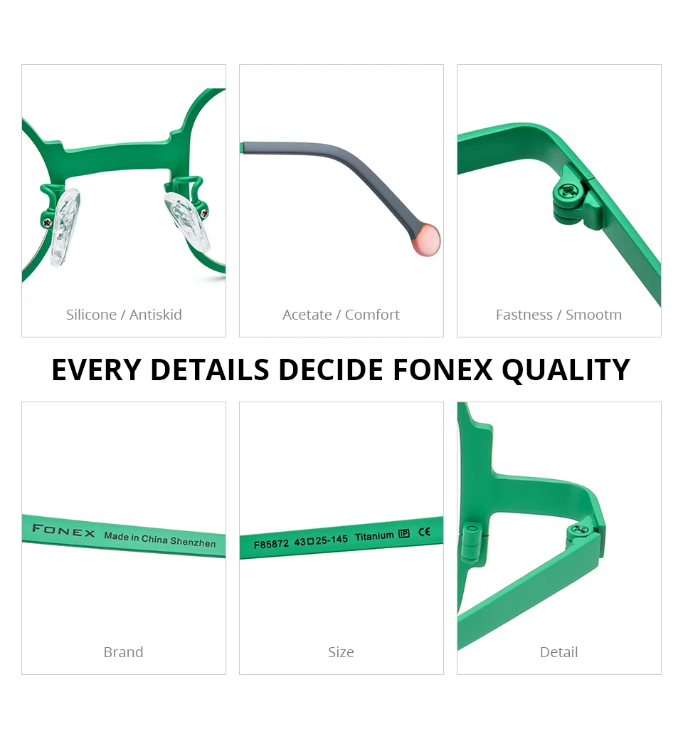 FONEX Reines Titan Brille Rahmen Frauen 2025, Neue Mode Marke Design Unregelmäßige Brillen Männer Ultraleicht Japanische Brillen 85801 – Detail 26