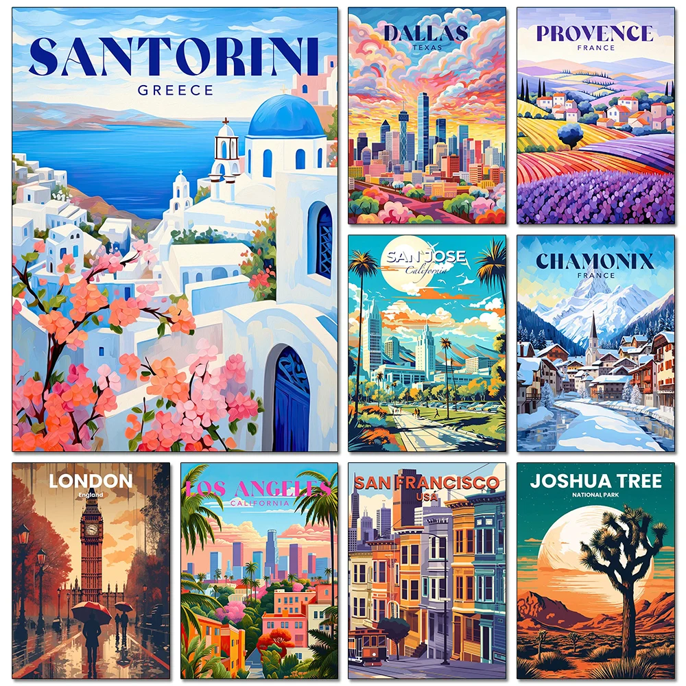DIY Beautiful Travel City Posters Diamond painting World Famous Scenic Spots Mural Modern Home Wall Art Decor New Arrivals