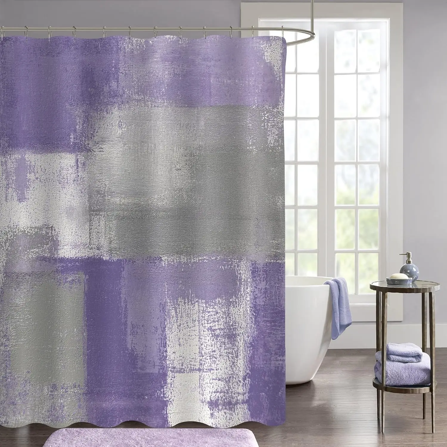 Tan Brown Rustic Shower Curtain, Abstract Wood Fabric Curtain for Fall Bathroom Decor, Vintage Copper Cloth Art Style