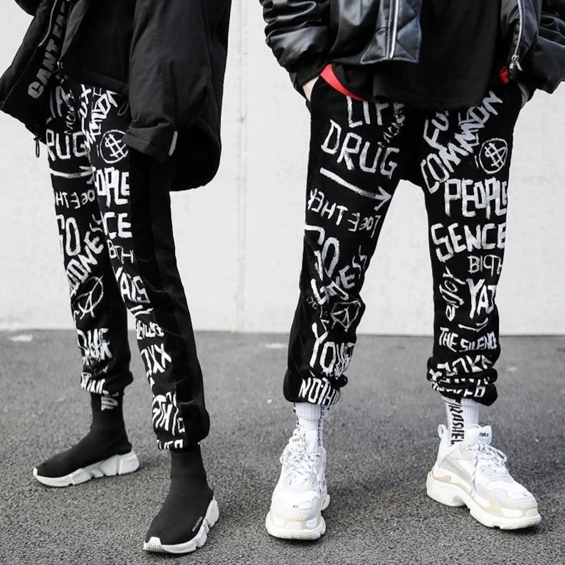 2026 Summer Y2K Men Training Trousers Joggers quick-dry Casual sports pants Fitness Graffiti Printed Thin Breathable Sweatpants
