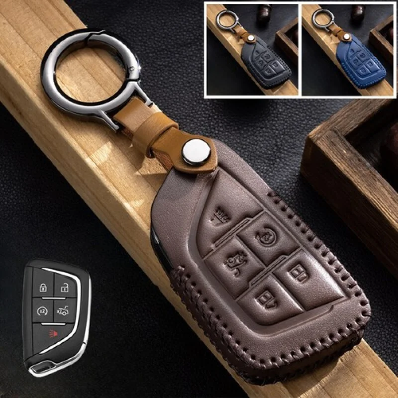 

A + чехол для автомобильного брелока из натуральной кожи для Cadillac CT5 CT6 XTS XT4 XT5 ATS ESV