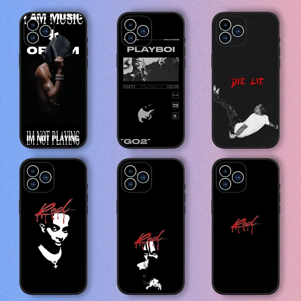 Rapper Playboi Carti Handyhülle iPhone 15,14,13,12,11,XS,XR,X,8,7,Pro,Max,Plus,mini Silikon Schwarz Cover