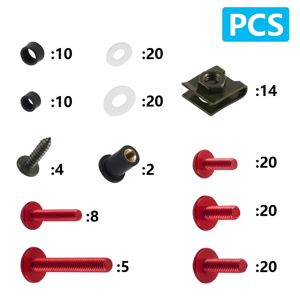 CNC 나사 너트 페어링 볼트 키트, 혼다 CBR600RR CBR900RR CBR929RR CBR1000RR CBR 600RR 900RR 929RR 1000RR 600 F2 F3 F4, 155 개