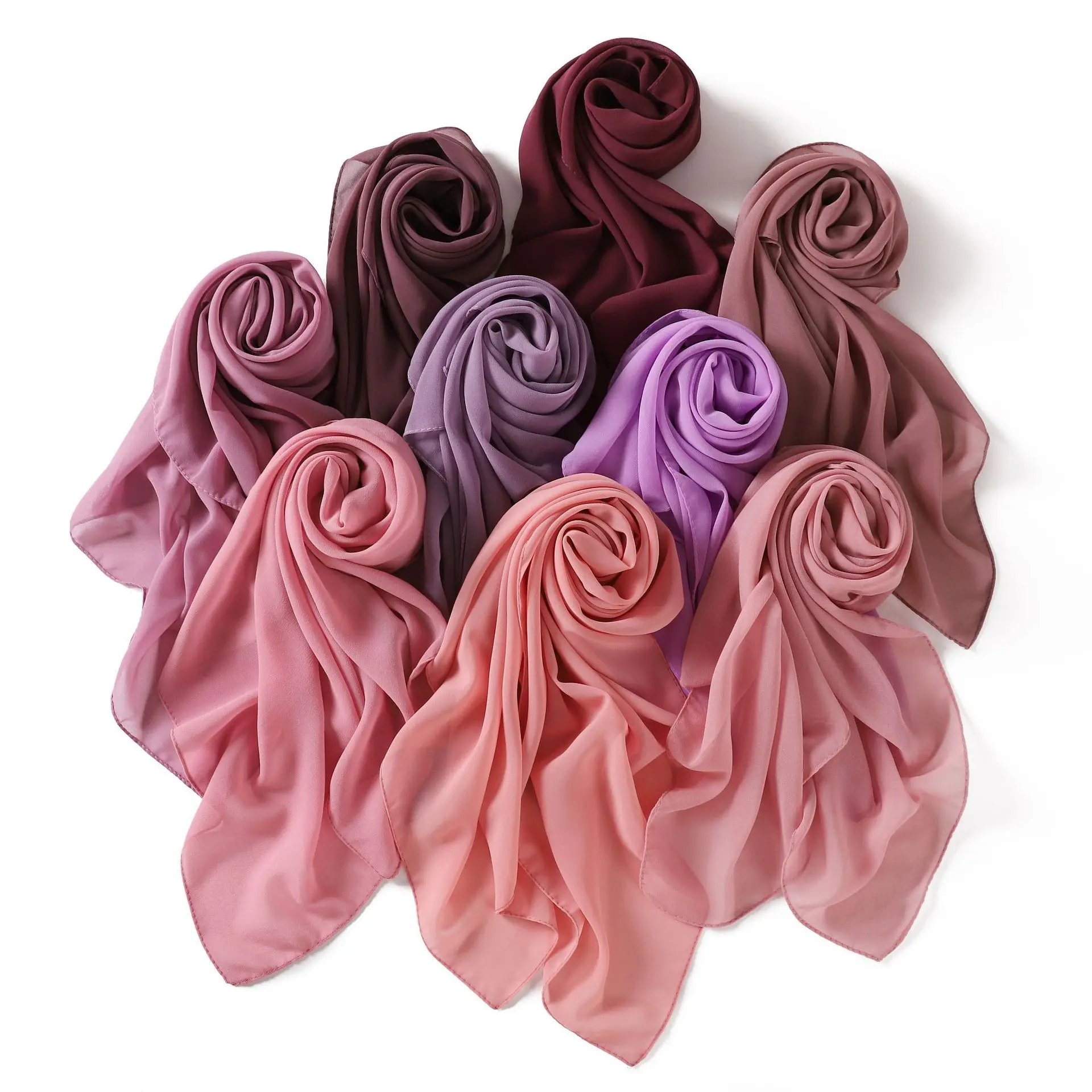 Einfarbig Perle Chiffon Quadrat Schal Moslemisches Hijab Frauen Kopftuch Headwrap Bandanas Stirnband Schal Wrap Schals Turban 90*90 cm