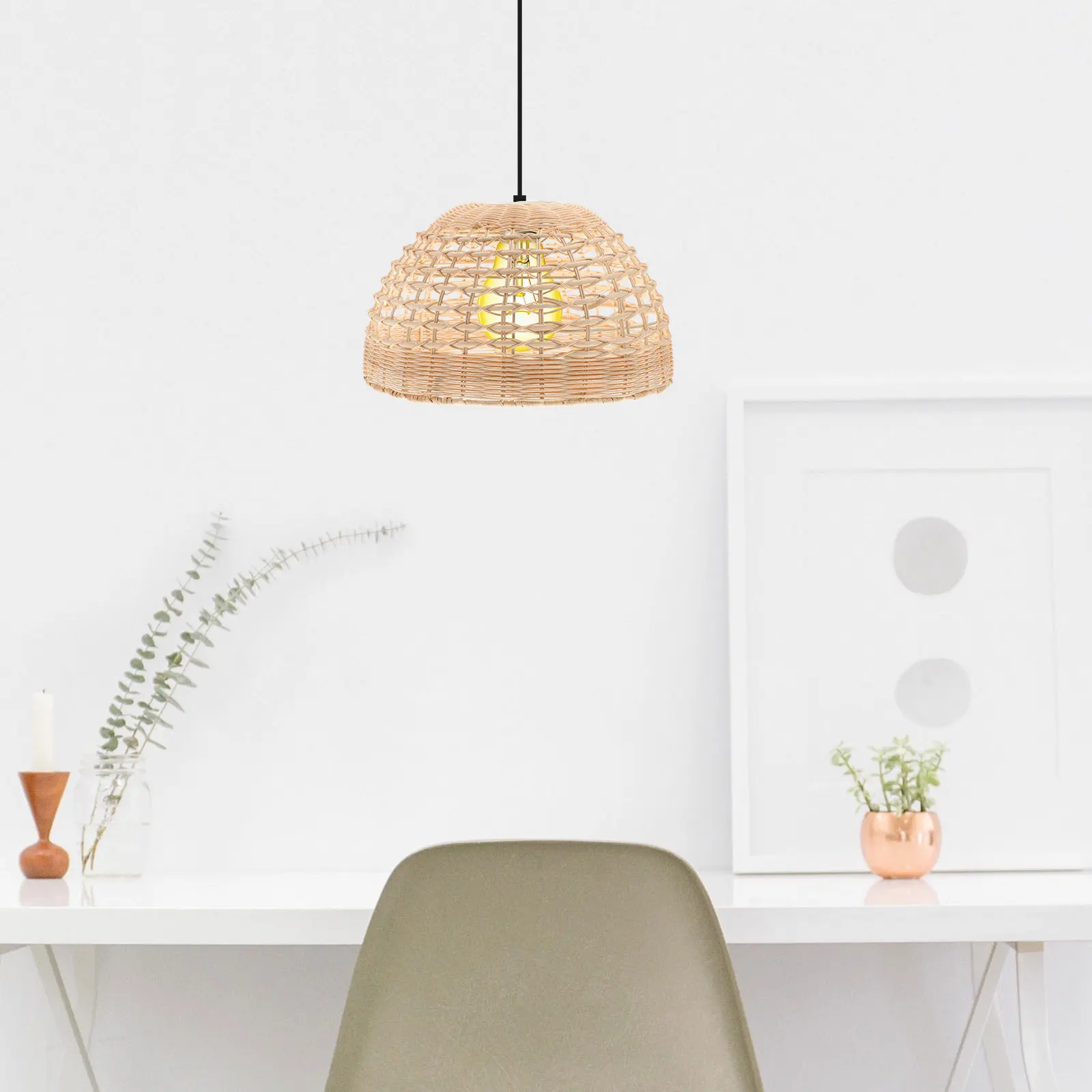 

Rattan Lampshade 28x16cm Modern Light Covers Pendant Shades Woven Chandeliers for Bedroom Living Room Kitchen Decor