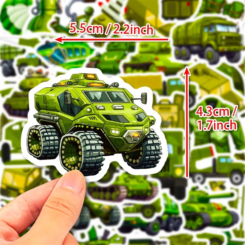 10/30/50PCS Green Military Affairs PVC Sticker Aesthetic DIY Decoration Scrapbooking Stationery School Supplies for Kids