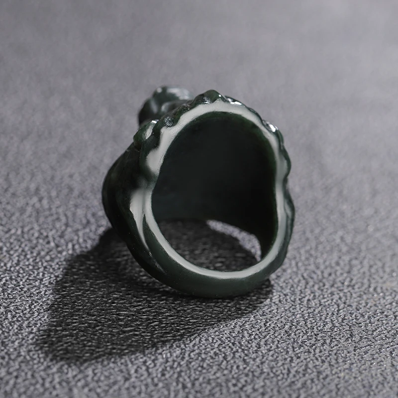 High-quality Natural Hetian Jade Hand Carved Three-dimensional Production Ring Delicate Snake Handring Fine Jewelry