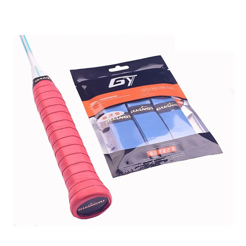 Guang Yu-Badminton Racket Flat Sweatband, PU Grip, Anti-Slip Tape, Tennis Overgrips, Sticky Band, 3Pcs Each Pack