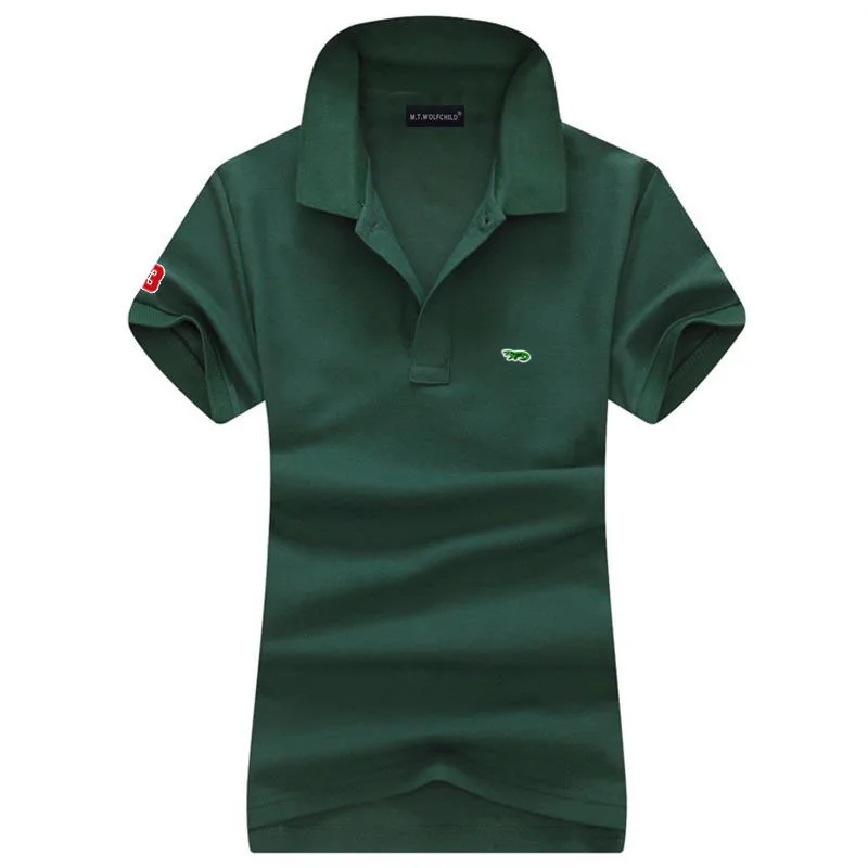 100% Cotton Fashion Polos Summer Womens Polos Shirts Casual Short Sleeve Polos T Shirts Ladies Clothing Lapel Slim Tops