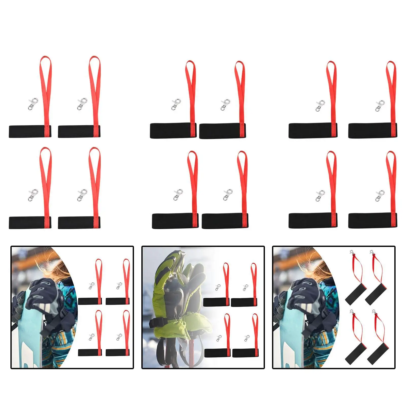 スキー用グローブストラップ、クリップとホルダー、屋外での使用、4パック