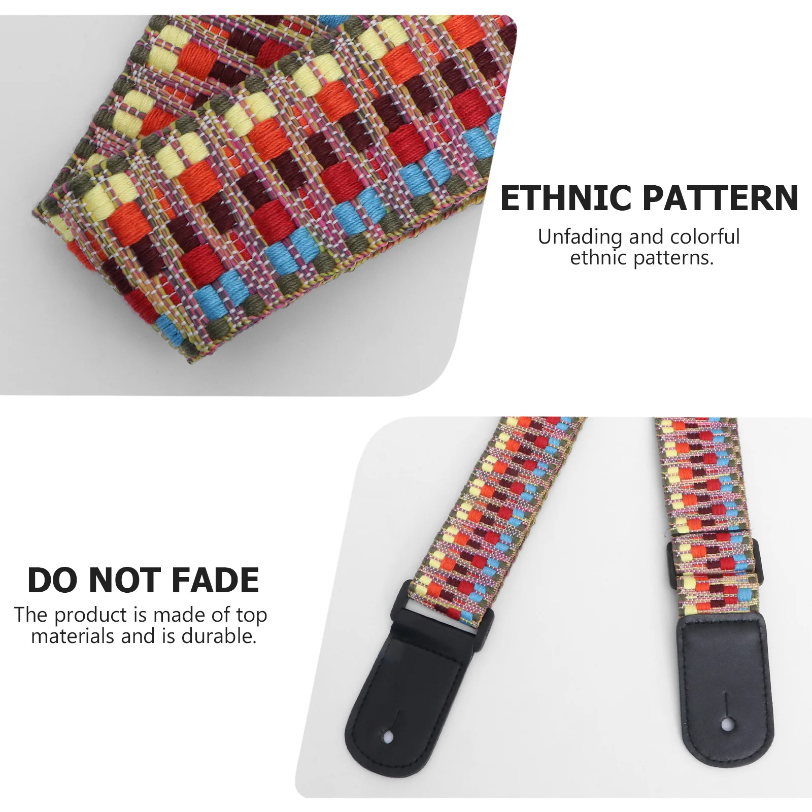 حزام جيتار القيثارة الملون بنمط الرياح الوطنية من القطن المضفر مع أطراف لباس صوتي كهربائي #6