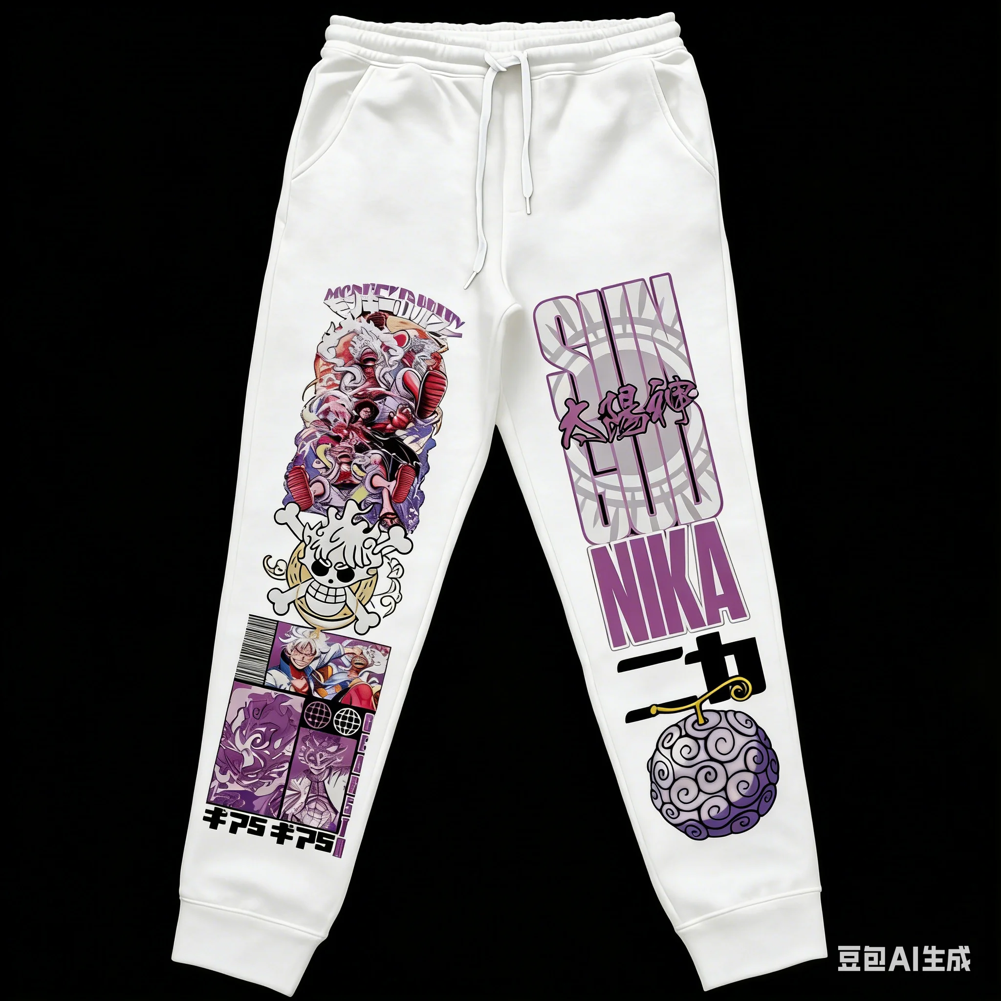 Adult and Children's One Piece Luffy and Nika Dual-element Fist 3D Printed Shorts, Straw Hat Pirates Casual Sports Sweatpants
