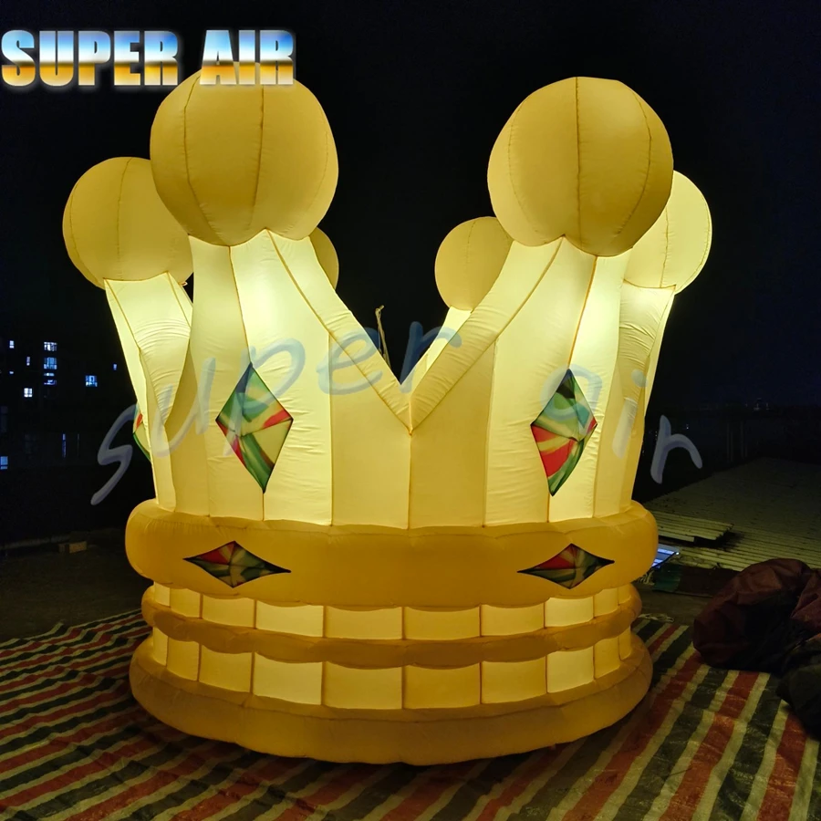 素敵なデザインのキングテーマパーティー用インフレータブルクラウンモデル、パーティーの装飾用の照明付き