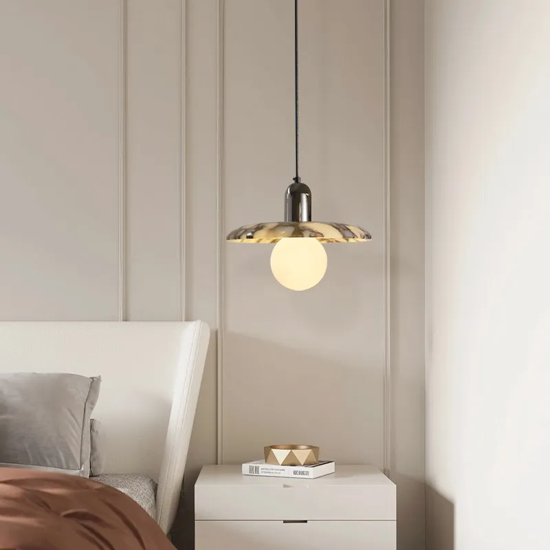 

Подвесной светильник в японском стиле с мраморным плафоном, светильники в средневековом кремовом стиле для прикроватных тумбочек, входных зон, чайных столиков и островков