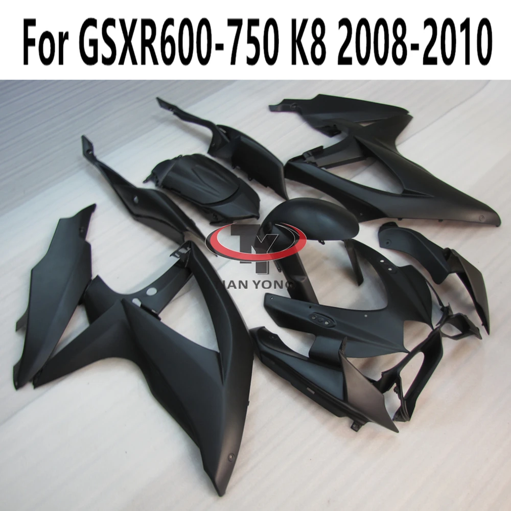 Bodywork Cowling Bright Matte Black Injection Full Fairing Kit For Suzuki GSXR 600 750 K8 2008 2009 2010 Fit GSXR600 GSXR750