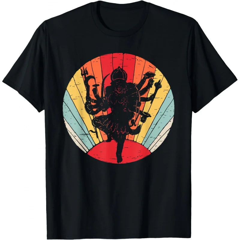 

Vintage Retro Kali Hindu Goddess Indian God Gift T-Shirt Hindu Mythology print Short Sleeve Graphic clothes All size tops