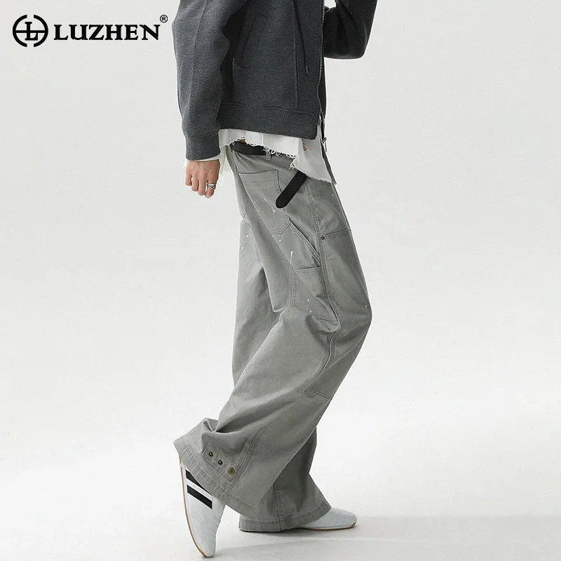 

LUZHEN Original Paint Printed Straight Casual Jeans Men's 2025 New Fashion High Quality Loose Wide Leg Denim Pants Male JY4079