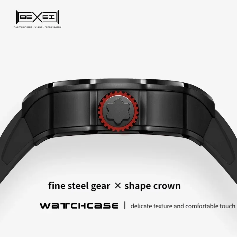 BEXEI 2025 Механические часы для мужчин 316L Автоматические скелетонные синтетические сапфировые водонепроницаемые роскошные деловые наручные часы