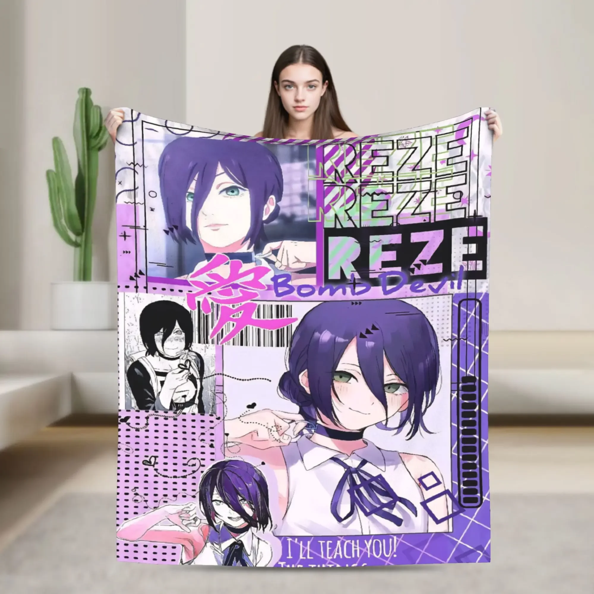 

Плюшевый плед Chainsaw Man Anime Reze, мягкий, пушистый, универсальный, для дивана, всесезонный, разных размеров