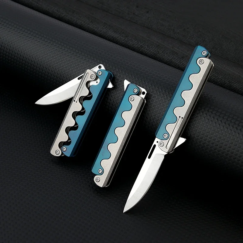 Titanium Alloy Folding Knife, High Hardness D2 Blade Mechanical Knife, EDC Outdoor Camping Men\'s Holiday Gift Knifes