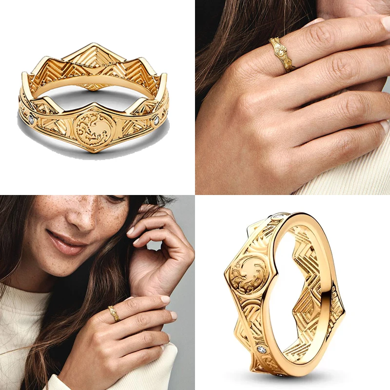 925 Sterling Zilveren Huis Van De Draak Kroon Ringen Voor Vrouwen Originele 2024 Hete Verkoop Dragon Mousserende Ring Luxe Sieraden Geschenken