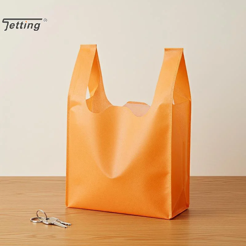 10PCS Non Woven Reusable Shopping Vest Bags Assorted Colors For Supermarket Grocery Use