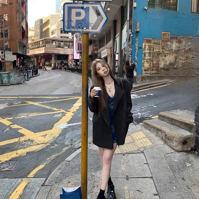 Francês retro com decote em v novo colete feminino vestido curto 2025 verão novo azul impressão cintura fina a linha camisola sexy vestidos longos senhoras