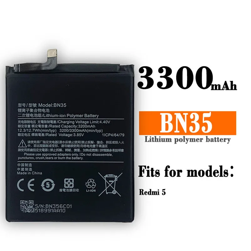 

Original Quality BN35 Replacement Battery For Xiaomi Redmi 5 Redmi5 Red mi5 5.7" Red Rice 5 Battery BN35 3300mAh