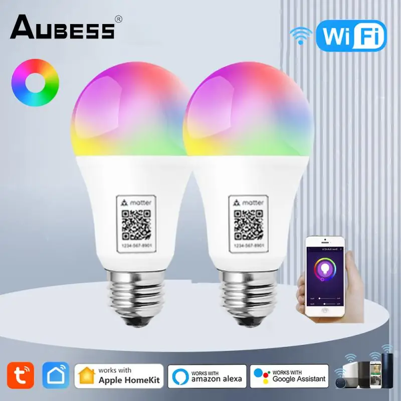 

A19 Smart Light Bulb WiFI RGB CW 9W Led Dimmable Lamp Smart Home Support Homekit Siri For Matter Google Alexa Home Decoation