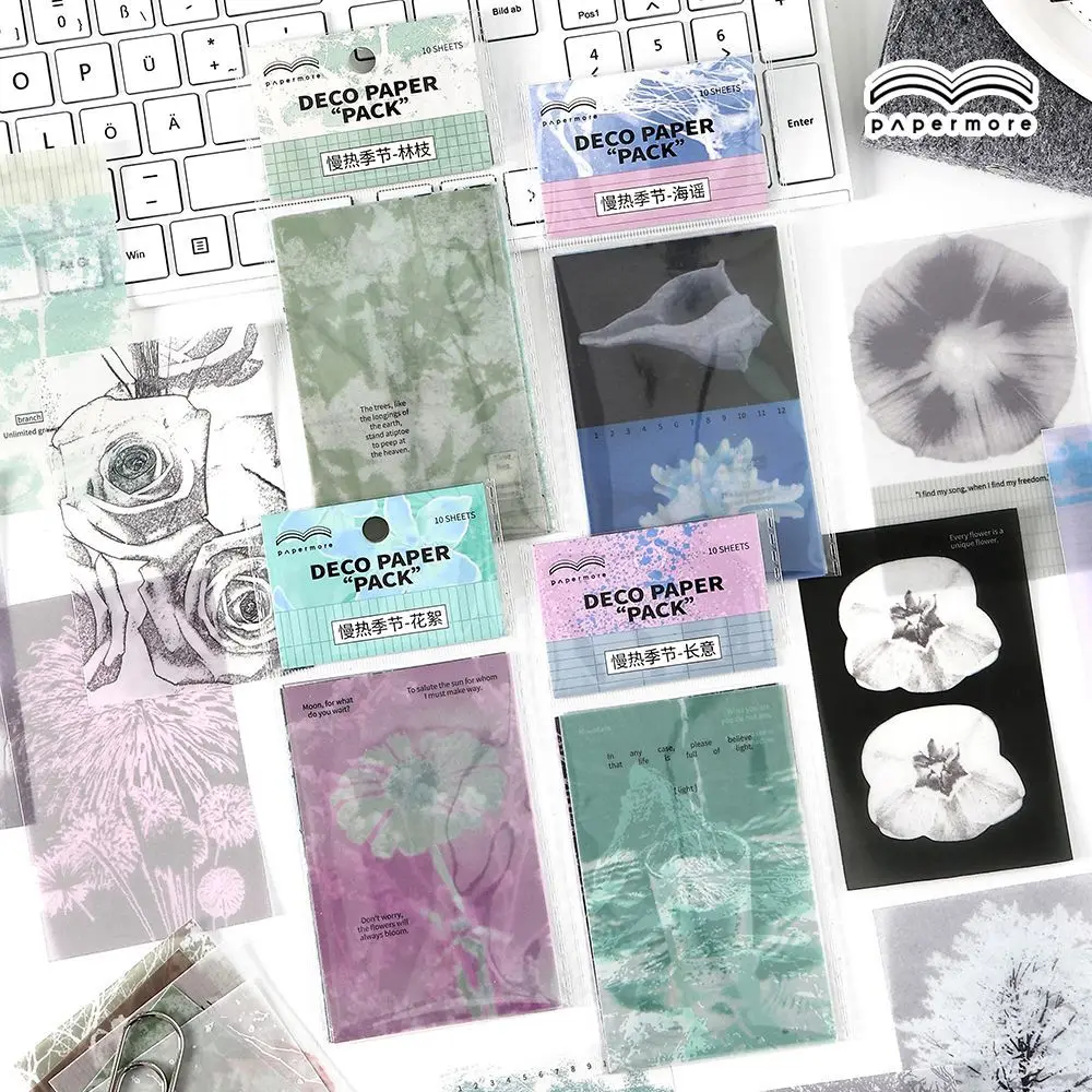 Vintage Flower Branch Shadow Landscape Material Package Creative DIY Junk Journal Collage Scrapbooking Stationery