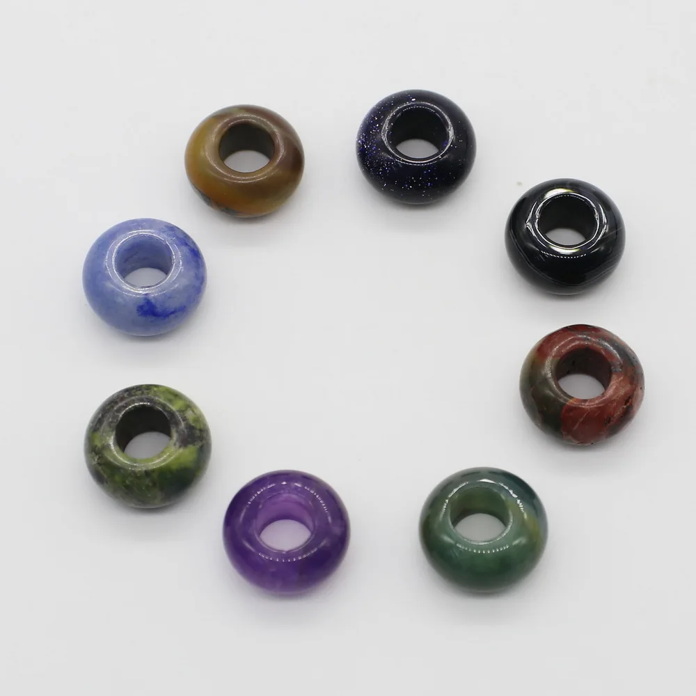 Gains 8x14 MM Roundel Natural Stone Beads Big Hole For  Jewelry Design Finding  Accessories Free Shipping