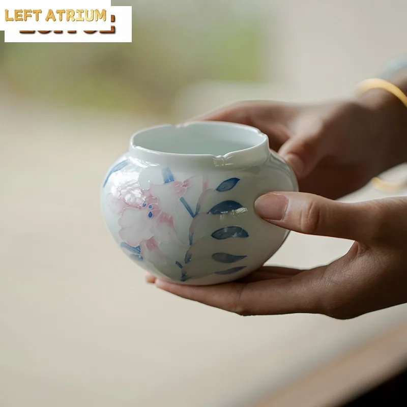 

270ml Hand-painted Lily Jianshui Tea Wash Bowl Water Washing Slag Tank Tea Dust Cylinder Barrel Household Chaxi Cafes Craft Gift