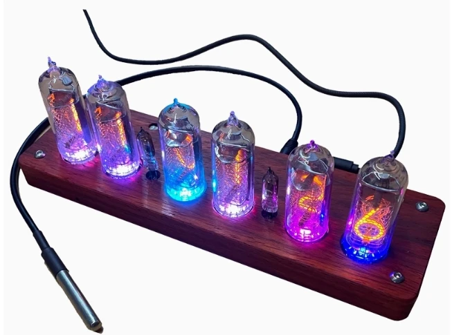 IN14 glow tube  clock QS18 GPS timing sandalwood shell digital tube clock