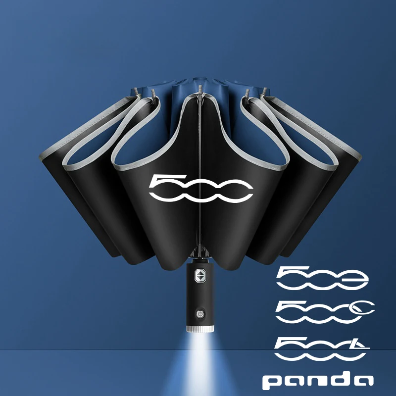 Fully Automatic Sun Umbrella With LED Flashlight Sticker for Fiat Punto Abarth 500 500C 500E 500L Panda Bravo Car Accessories view 2