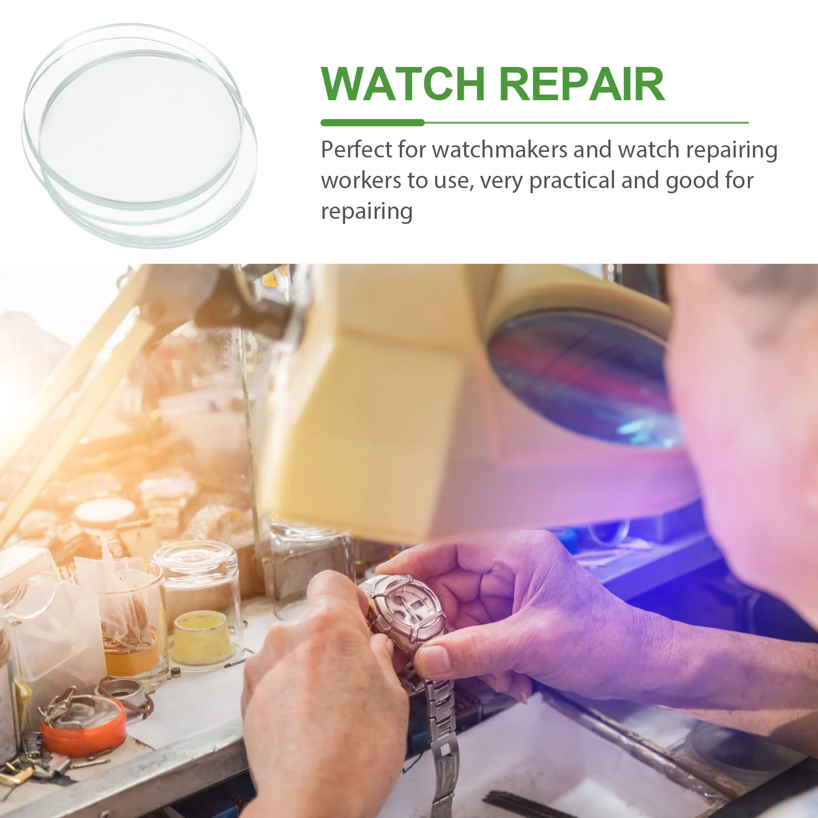 

6Pcs Round Glass Lens for Watches High Definition Transparent Replacement Parts Watch Repair Tool Glass Watch Lens