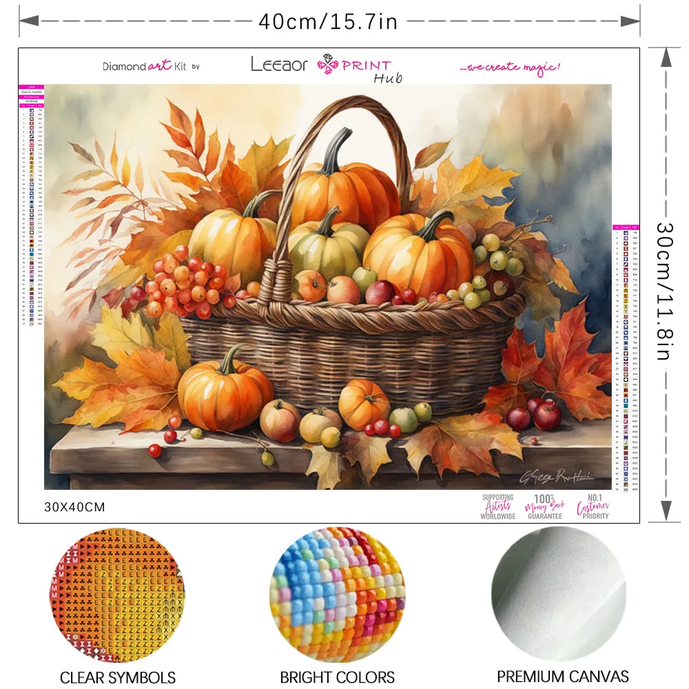 Autumn Landscape Diamond Painting Pumpkin Basket Full Diamond Mosaic Embroidery Cross Stitch Kit Home Handmade Decoration Gifts