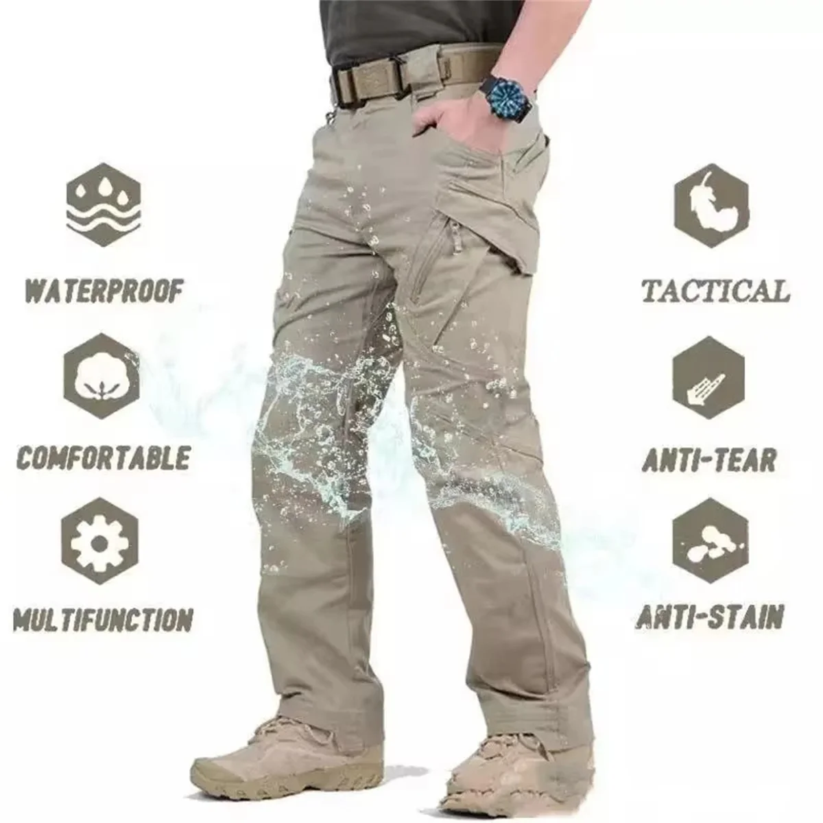 Plus Size Mens Tactical Pants Multiple Pocket Elasticity Military Urban Commuter Tacitcal Trousers Men Waterproof Cargo Pants
