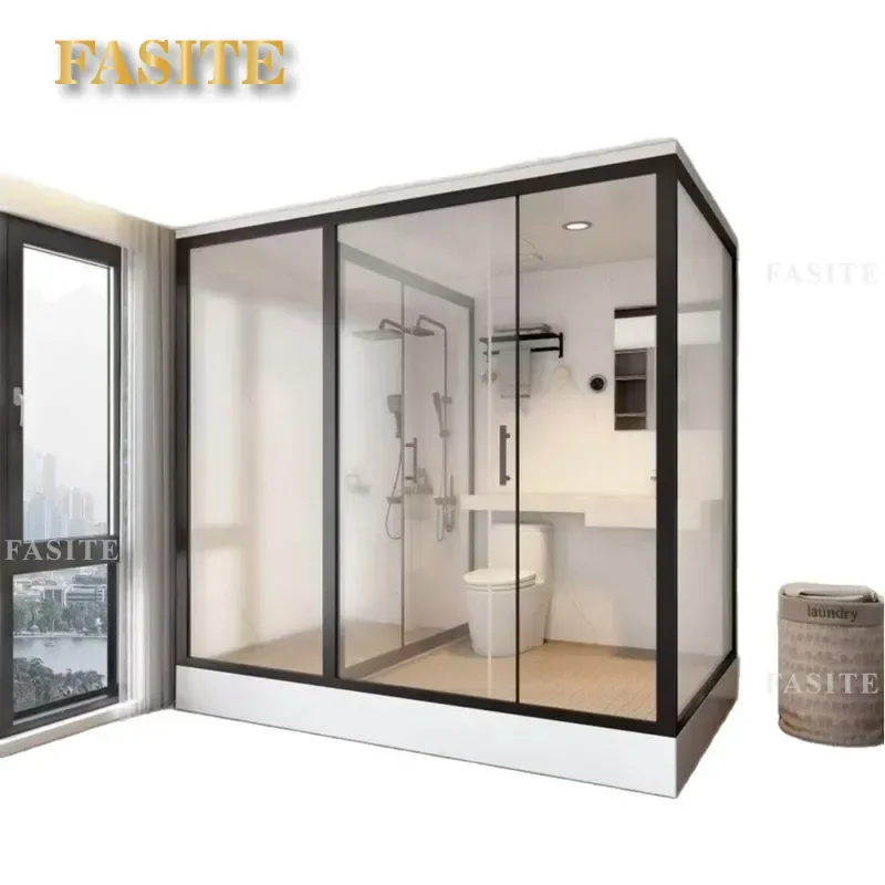 for Indoor Shower Room Dry and Wet Separation Glass Partition Integrated Simple Mobile Bathroom Shower Enclosure