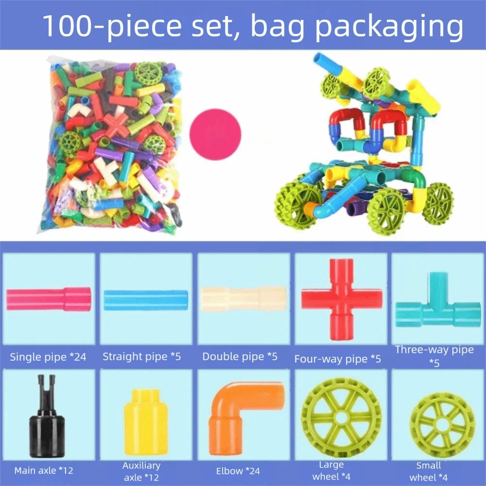 

DIY Water Pipe Building Blocks Splicing Pipes Plastic Construction Educational Toys Assembly Design Montessori Building Blocks