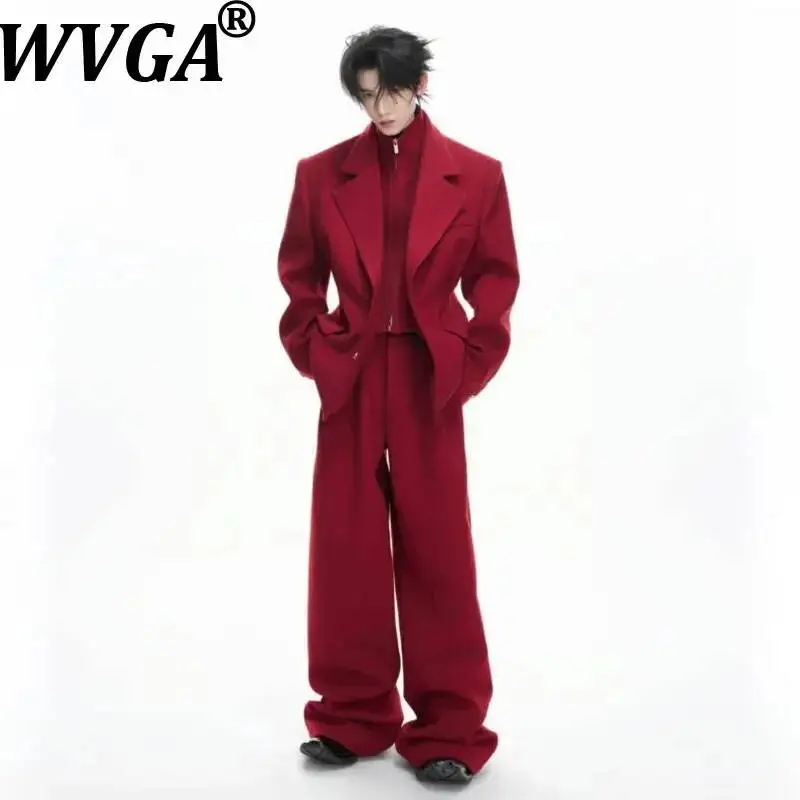 WVGA Spring Autumn New Men Original Design Two-Piece Set Trendy Jacket Loose-Fitting Draped Niche Chic Straight Pants Ins W26010